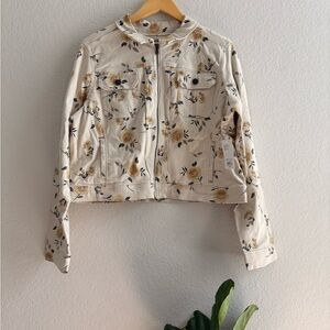 Boho Sonoma NWT Floral beige Print Cream Women’s Jacket XL